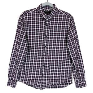 Banana Republic Shirt Mens Medium‎ Maroon White Check Luxe Flannel Grant Fit